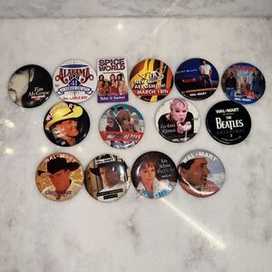 LOT OF 14 VINTAGE WALMART ADVERTISING PINS PIN MUSIC INCLUDING POP and COUNTRY